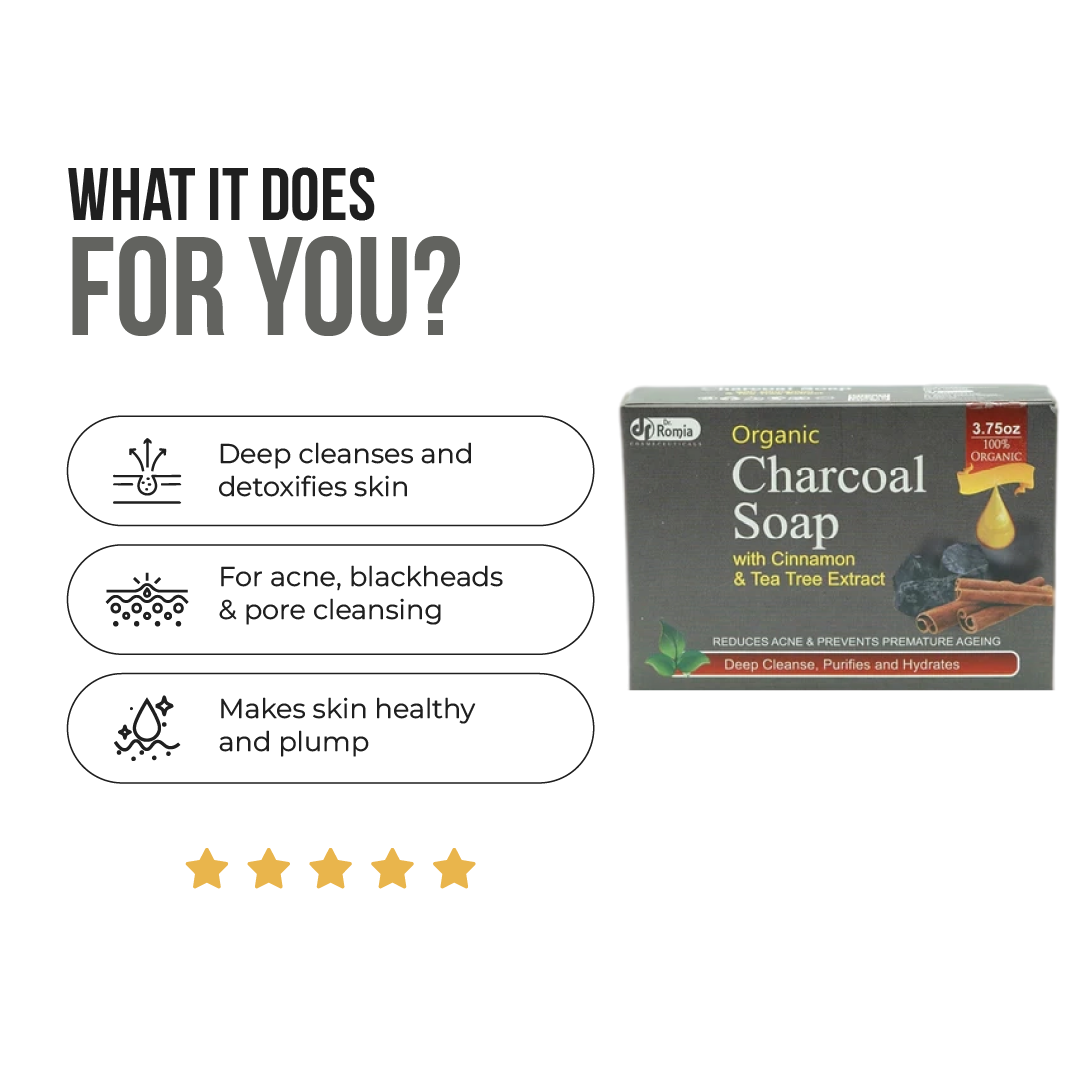 Organic Charcoal Soap – For Acne, Blackheads, Pores Cleansing