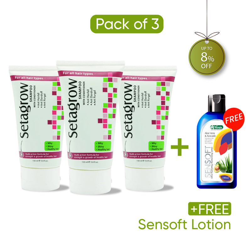 Setagrow Shampoo 3 Packs + Free Sensoft Lotion