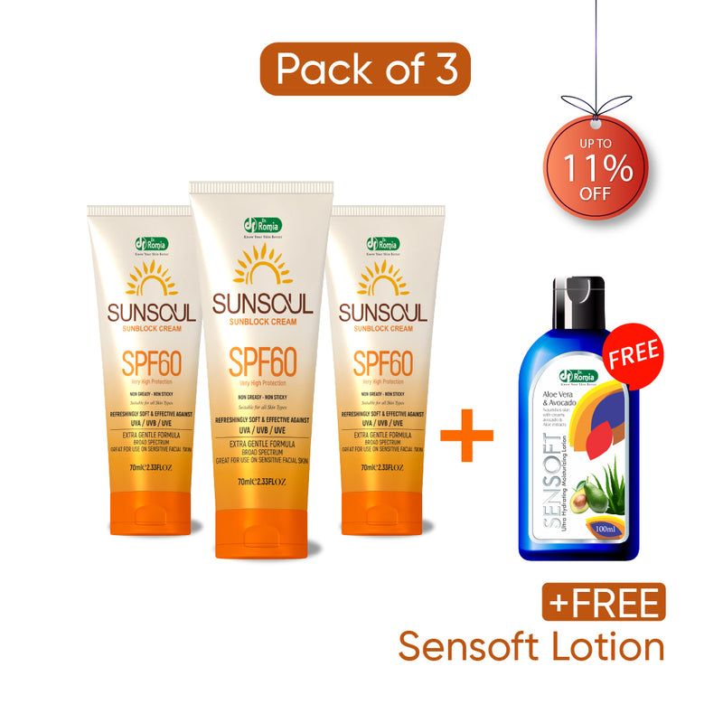 Sunsoul Sunblock 3 Packs + Free Sensoft Lotion